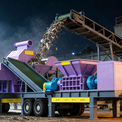 Bon prix 55 kW Power Mobile Shredder avec des lames personnalisables pour une machine de déchiquetage de déchets à haute productivité en ligne