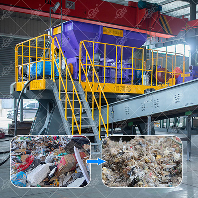 İyi bir fiyat. Xrido 75KW Çift Şaftlı Atık Parçalama Makinesi (Plastik Kumaş Giysi) çevrimiçi