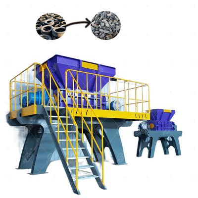 Harga yang bagus Automatic Mini Tire Shredder untuk ban karet mobil bekas dengan warna yang disesuaikan Double Shaft Shredder on line