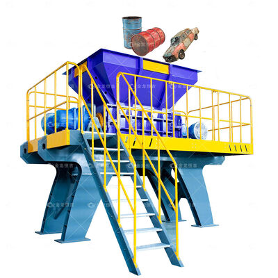 Giá tốt. Máy cắt rác hai trục hạng nặng với ổ cắm 500 × 480 mm, đường kính lưỡi 200 mm và kích thước 2800 × 1300 × 1850 mm cho tái chế công nghiệp trực tuyến