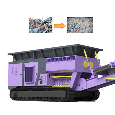 Buen precio 55 kW de potencia Alta eficiencia Bajo consumo de energía Multifunción Tracked Mobile Shredder para el procesamiento de residuos en línea