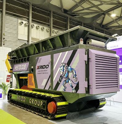 Καλή τιμή 55 kW ισχύς κινητή θρυμματομηχανή με διπλό άξονα σχεδιασμού για την επεξεργασία αποβλήτων υψηλής απόδοσης χαμηλής κατανάλωσης ενέργειας σε απευθείας σύνδεση
