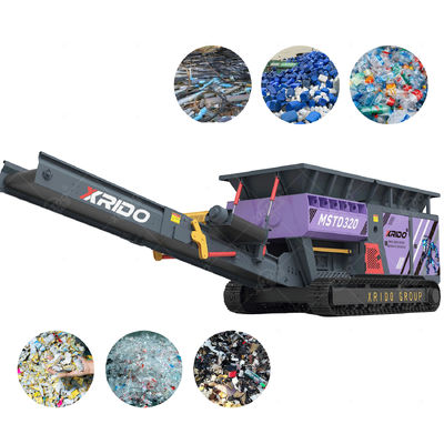 Harga yang bagus 55 Kw Power Double Shaft Design Tracked Mobile Shredder dengan Efisiensi Tinggi Konsumsi Energi Rendah untuk Pengolahan Limbah on line