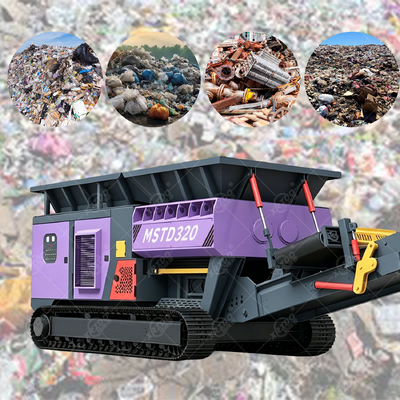 Dobra cena. 55 kw Moc Wzornictwo podwójnego wału 360° Kierownica z mobilnym rozdrabniaczem śledzonym do odpadów przemysłowych w Internecie